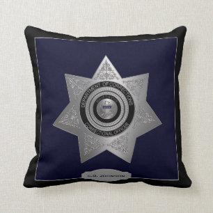 Korrigeringstjänstemän Badge-Silver-Blk-Sq. Kudde