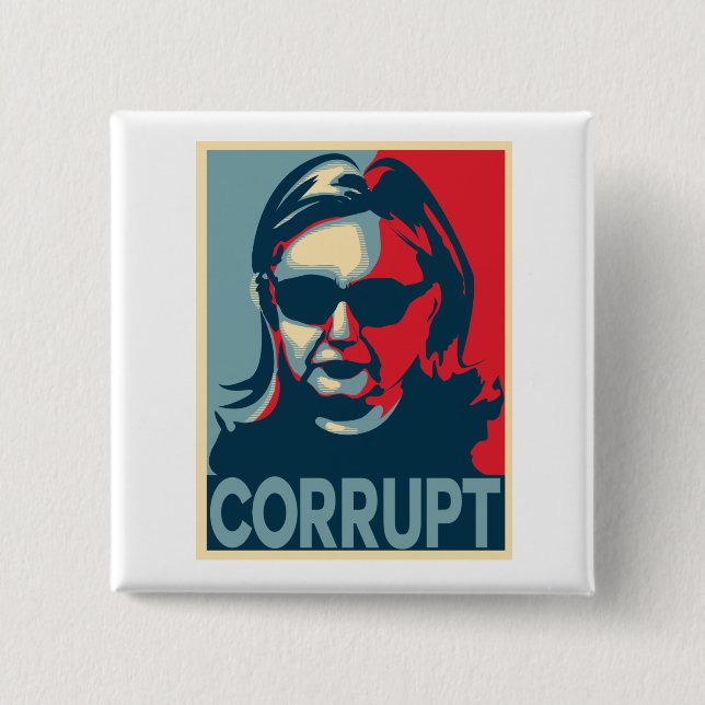 KORRUMPERADE Anti-Hillary Clinton knäppas/emblem Knapp (Framsida)