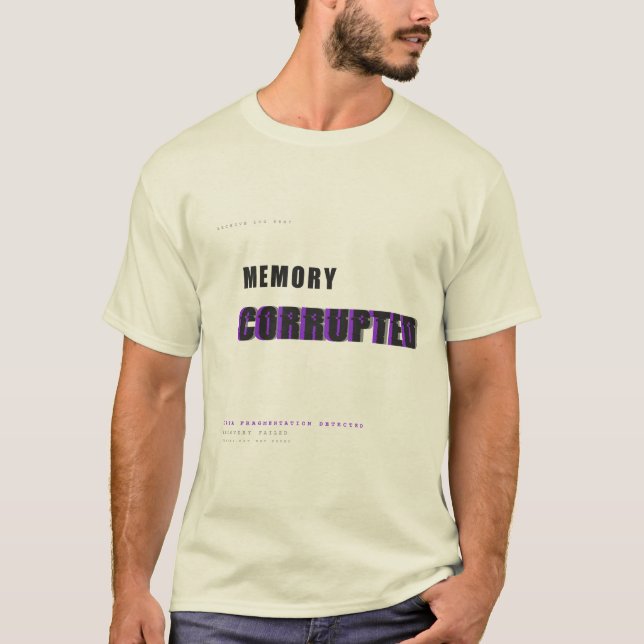 Korrupt Minne Tech Typografi Design T Shirt (Framsida)