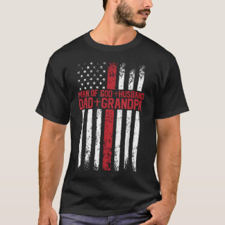 Kors Amerikansk Flagga Man Av Gud Make Pappa T Shirt