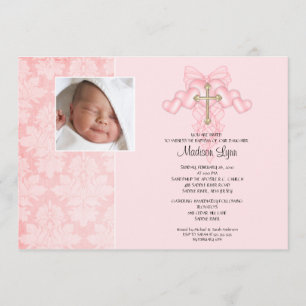 Kors Babyflicka Foto Dop Inbjudan