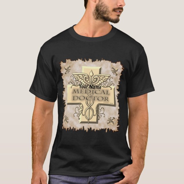 Kors caduceus doktor  t shirt (Framsida)