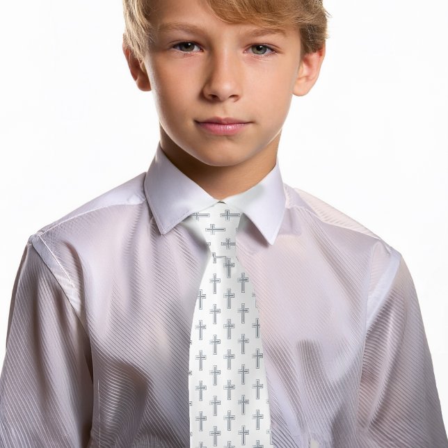 Kors Falskt Silverfolie Religiös Första Kommunion Slips (Skapare uppladdad)