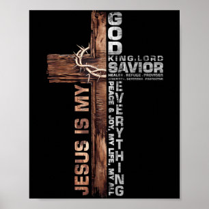 Kors kristna Jesus Är Min Gud Kung Herre Frälsare  Poster
