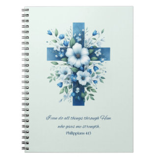 Kors med blommor Filipperbrevet 4:13 anteckningsbo Anteckningsbok