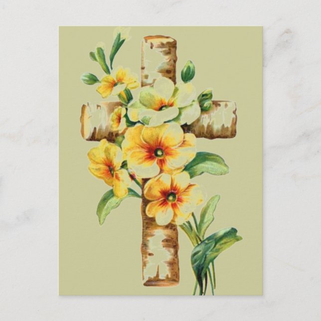 Kors Med Gula Blommor Vykort (Framsida)