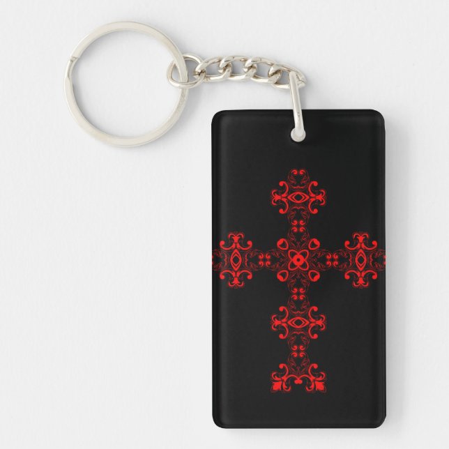 Kors med röd ornament helig dekorativ konst (Framsidan)