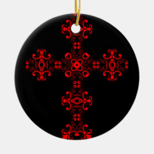 Kors med röd ornament helig dekorativ konst