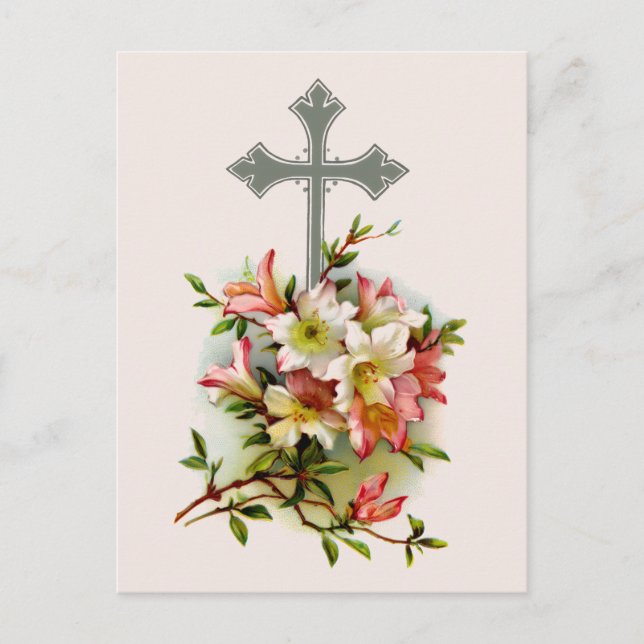Kors Och Rosa Blommor Vykort (Framsida)