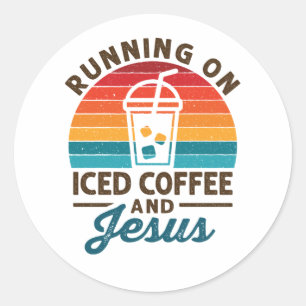 Körs på kaffe och Jesus Retro Runt Klistermärke
