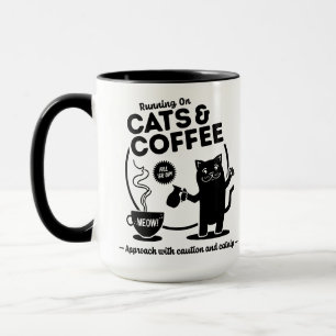 Körs på katter och kaffe 15 oz. Kombination Mugg