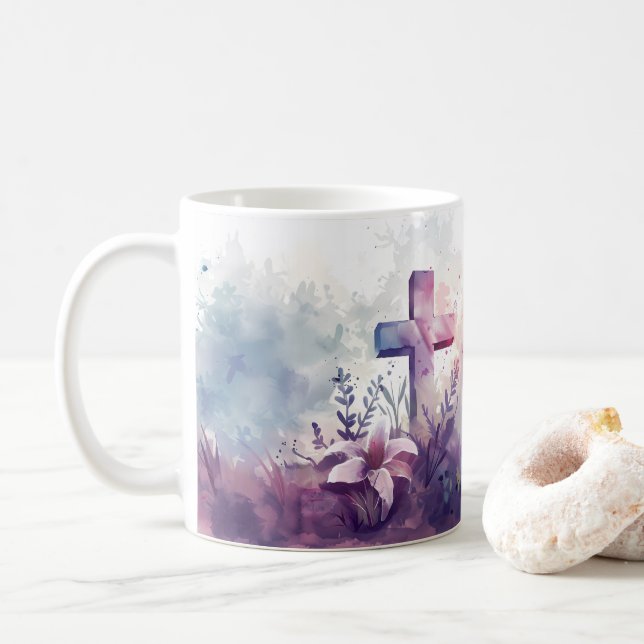Kors. Smaka och se att Herren är god. Kaffemugg (Med munk)