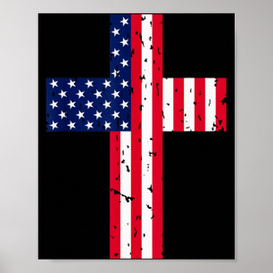 Kors Usa Flagga Kristna Religiösa Usa Amerika Tro Poster