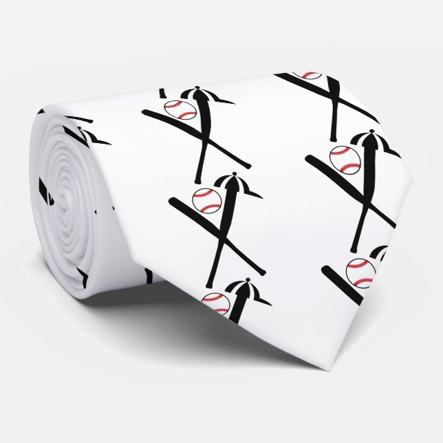 Korsad baseball slår till och locksvarten, röd tie slips (Rullad)