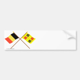 Korsad Belgien och Hainaut flaggor Bildekal