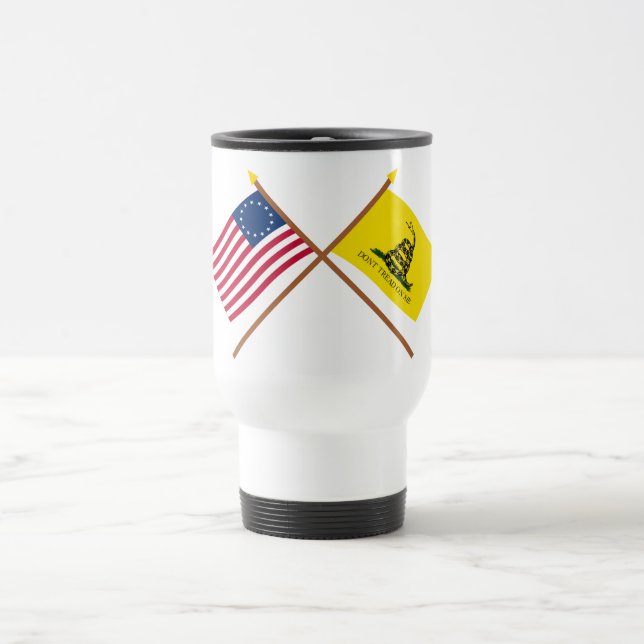 Korsad Betsy Ross och Gadsden flaggor Resemugg (Center)