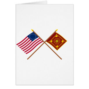 Korsad Betsy Ross och Pulaski flaggor Hälsningskort