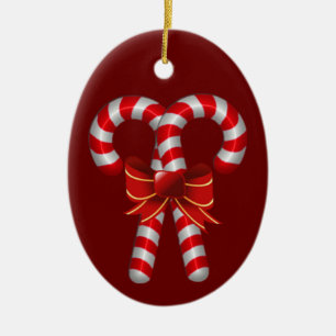 Korsad candy caneprydnad julgransprydnad keramik