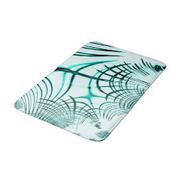 Korsad cyan aqua-böjd linjer på ljusbakgrund badrumsmatta