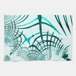 Korsad cyan aqua-böjd linjer på ljusbakgrund kökshandduk