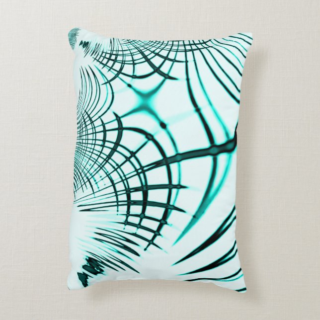 Korsad cyan aqua-böjd linjer på ljusbakgrund prydnadskudde (Baksidan(Vertikal))