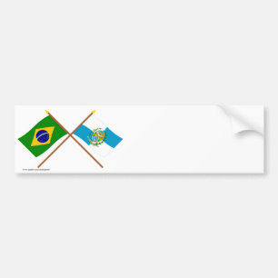 Korsad flaggor av Brasilien och Rio de Janeiro Bildekal