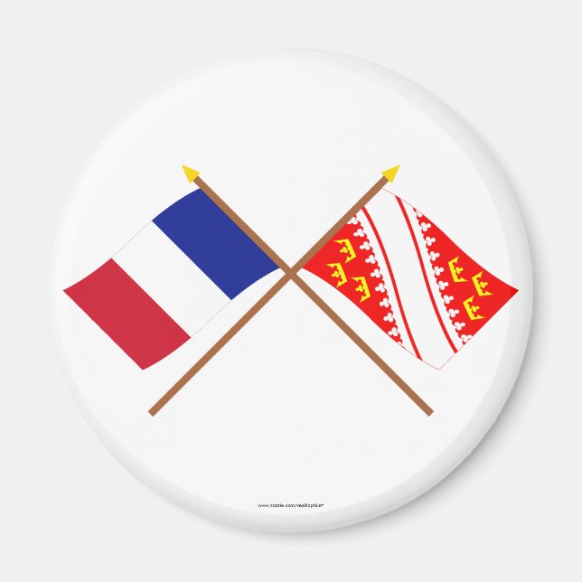 Korsad flaggor av Frankrike och alsace Magnet (Framsidan)