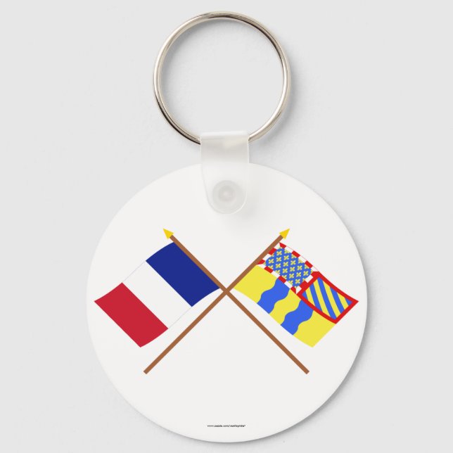 Korsad flaggor av Frankrike och Saône-et-Loire Nyckelring (Framsida)