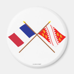 Korsad flaggor av frankriken och Alsace Magnet