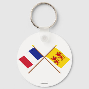 Korsad flaggor av frankriken och Hautes-Pyrénées Nyckelring