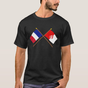Korsad flaggor av frankriken och Vendée T-shirt