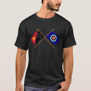 Korsad flaggor av PNG och Bougainville Tee Shirt