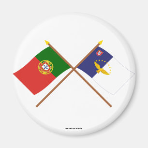 Korsad flaggor av Portugal och Azoresna Magnet