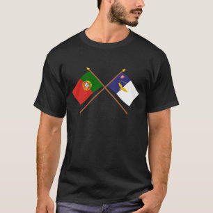 Korsad flaggor av Portugal och Azoresna Tee Shirt