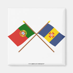 Korsad flaggor av Portugal och Madeira Magnet