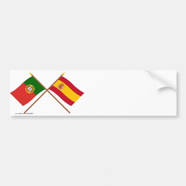 Korsad flaggor av Portugal och Spanien Bildekal (Framsidan)