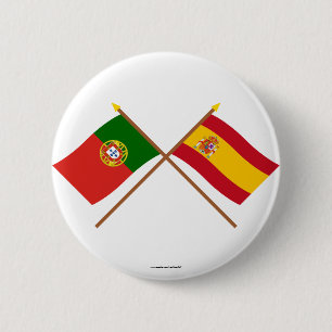 Korsad flaggor av Portugal och Spanien Knapp