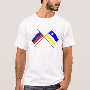 Korsad flaggor av Ryssland och den Buryat Tee Shirt
