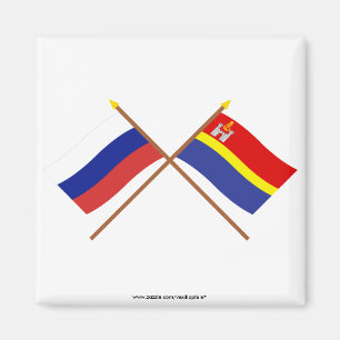 Korsad flaggor av Ryssland och Kaliningrad Oblast Magnet