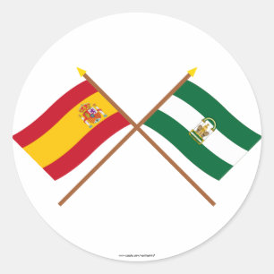 Korsad flaggor av Spanien och Andalucía Runt Klistermärke