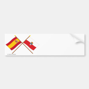 Korsad flaggor av Spanien och Cantabria Bildekal