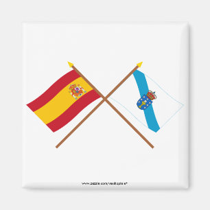 Korsad flaggor av Spanien och Galicia Magnet