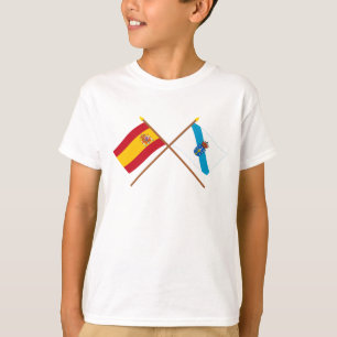Korsad flaggor av Spanien och Galicia Tee