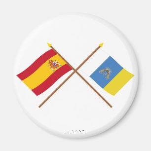 Korsad flaggor av Spanien och kanariefågelöarna Magnet