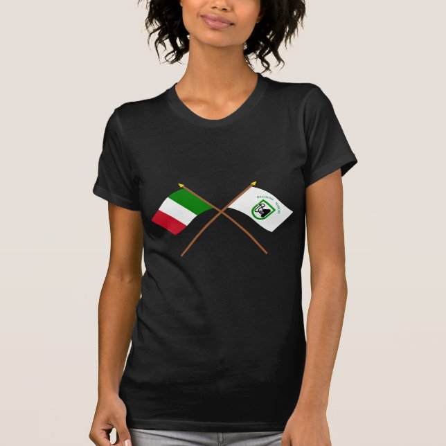 Korsad flaggor för italien och för Le Marche Tee (Framsida)