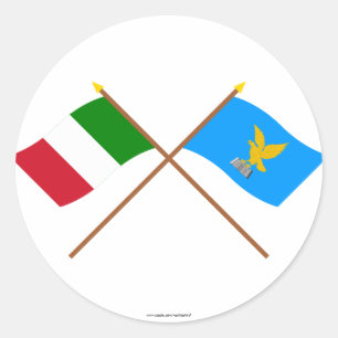 Korsad flaggor för italien och Friuli-Venezia Runt Klistermärke