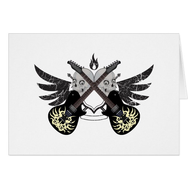 Korsad gitarrer och döskallar hälsningskort (Framsidan Horizontal)