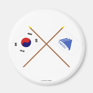 Korsad Korea och Taegu Flaggor Magnet