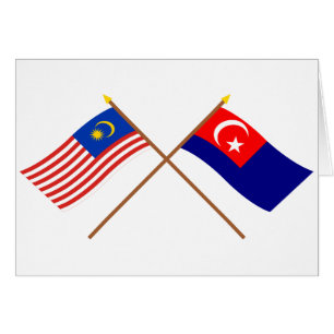 Korsad Malaysia och Johor flaggor Hälsningskort