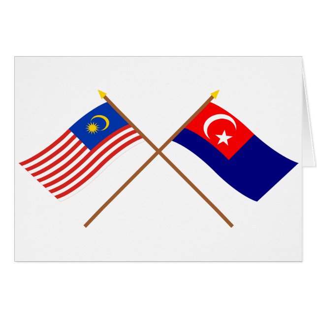 Korsad Malaysia och Johor flaggor Hälsningskort (Framsidan Horizontal)